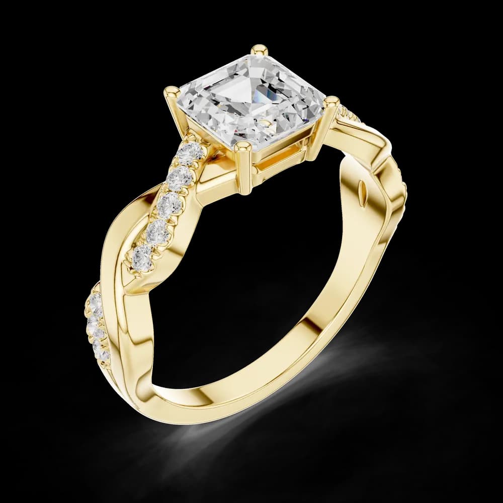 Captivating Asscher Solitaire and Twisted Band Lab Grown Diamond Ring - Image 4 Captivating Asscher Solitaire and Twisted Band Lab Grown Diamond Ring, view 4 of 6