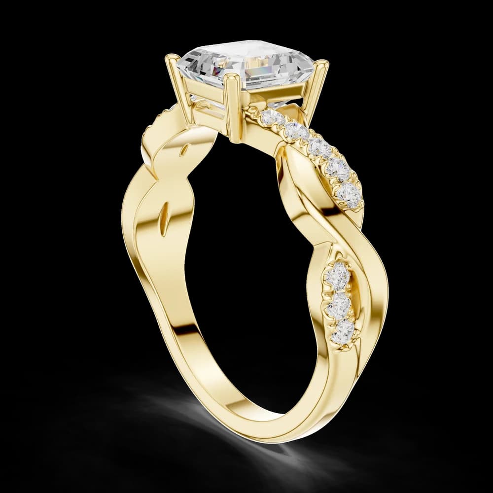 Captivating Asscher Solitaire and Twisted Band Lab Grown Diamond Ring - Image 5 Captivating Asscher Solitaire and Twisted Band Lab Grown Diamond Ring, view 5 of 6