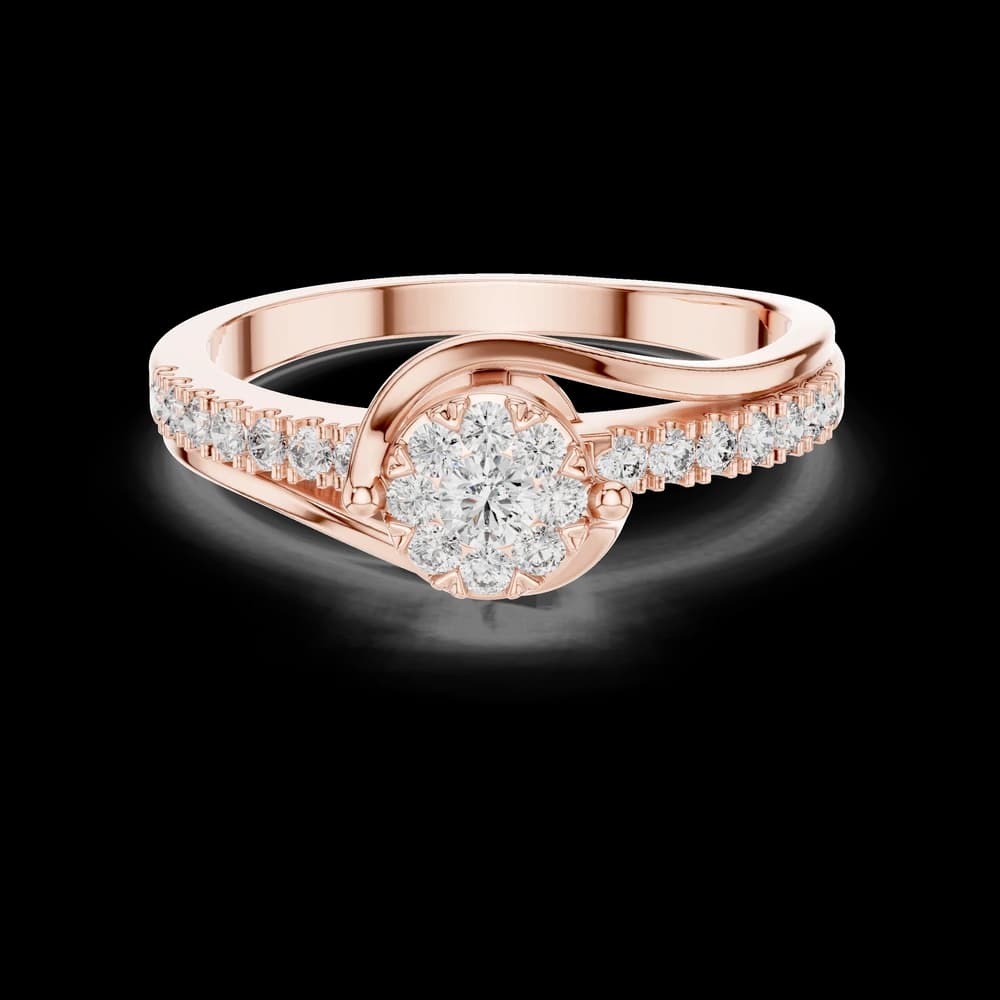 Elegant Cluster Bypass Pave Round Ring - Image 1 Elegant Cluster Bypass Pave Round Ring, view 1 of 6