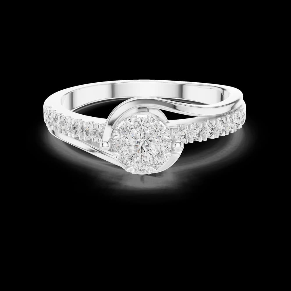 Elegant Cluster Bypass Pave Round Ring - Image 2 Elegant Cluster Bypass Pave Round Ring, view 2 of 6