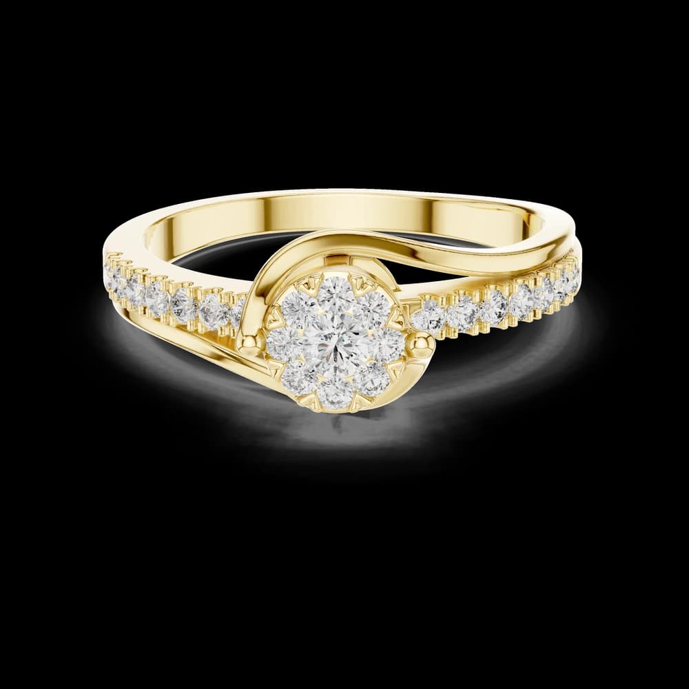 Elegant Cluster Bypass Pave Round Ring - Image 3 Elegant Cluster Bypass Pave Round Ring, view 3 of 6