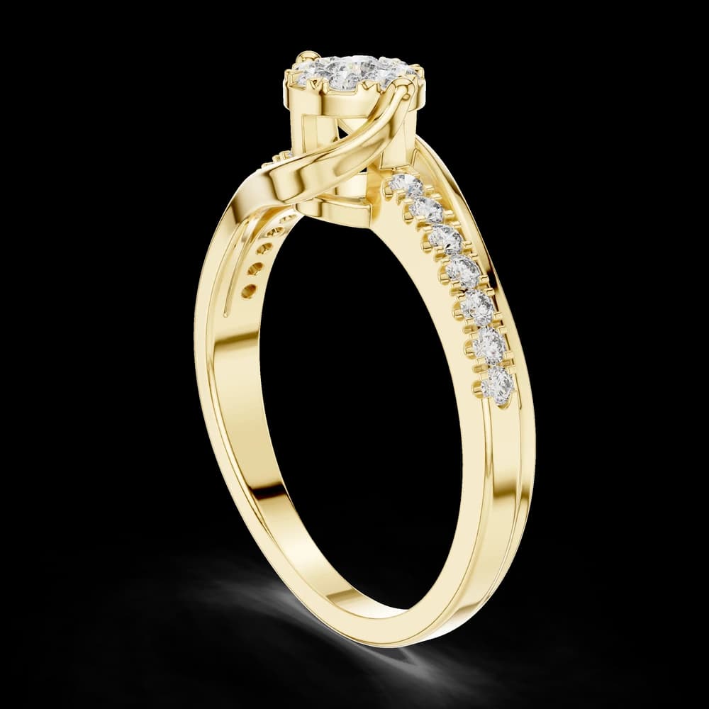 Elegant Cluster Bypass Pave Round Ring - Image 4 Elegant Cluster Bypass Pave Round Ring, view 4 of 6