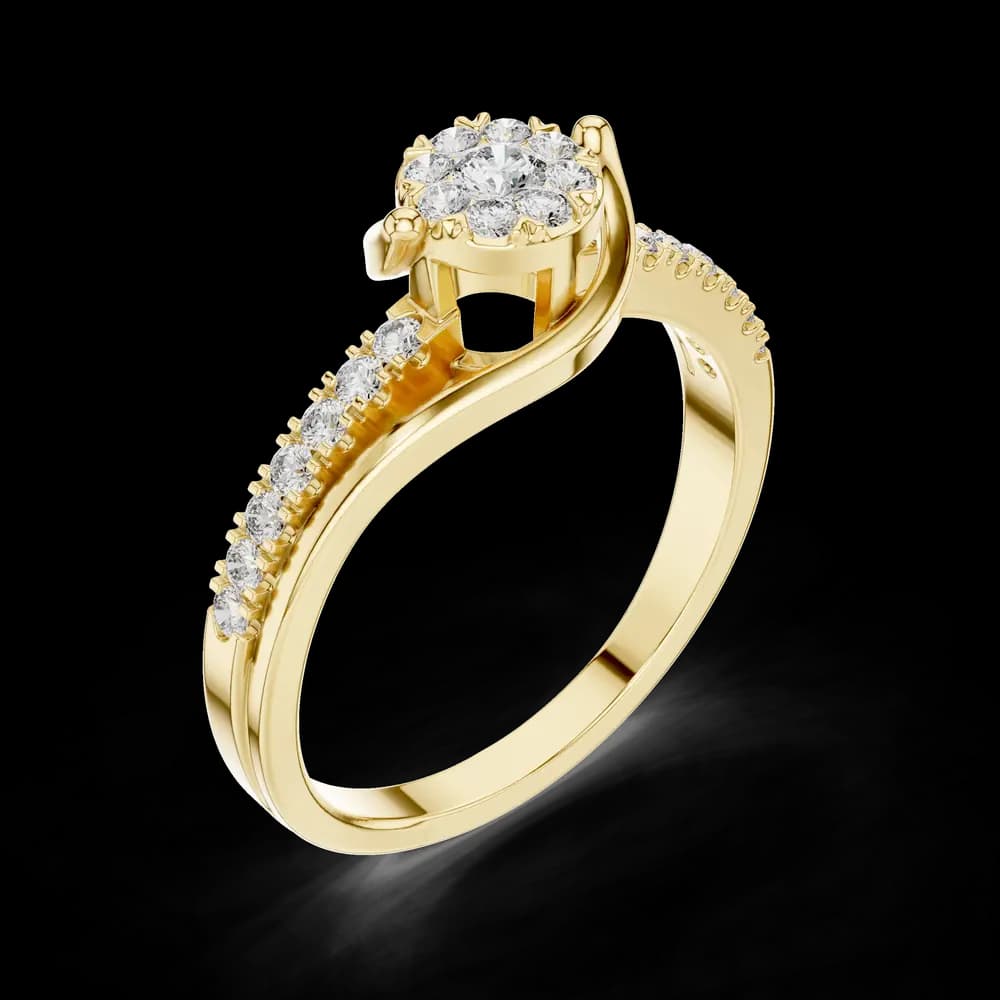 Elegant Cluster Bypass Pave Round Ring - Image 5 Elegant Cluster Bypass Pave Round Ring, view 5 of 6