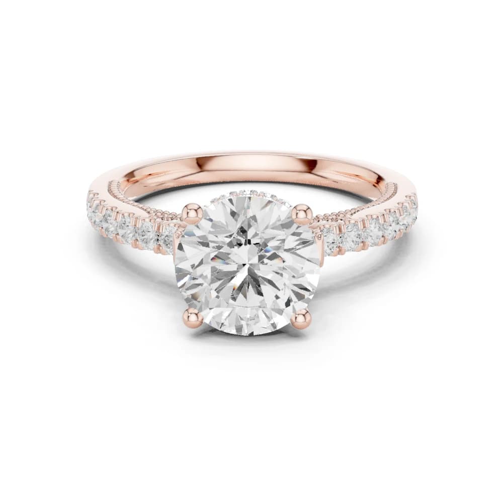Cedar Bark Lab Grown Diamond Surprise Hidden Halo Ring - Image 1 Cedar Bark Lab Grown Diamond Surprise Hidden Halo Ring, view 1 of 9