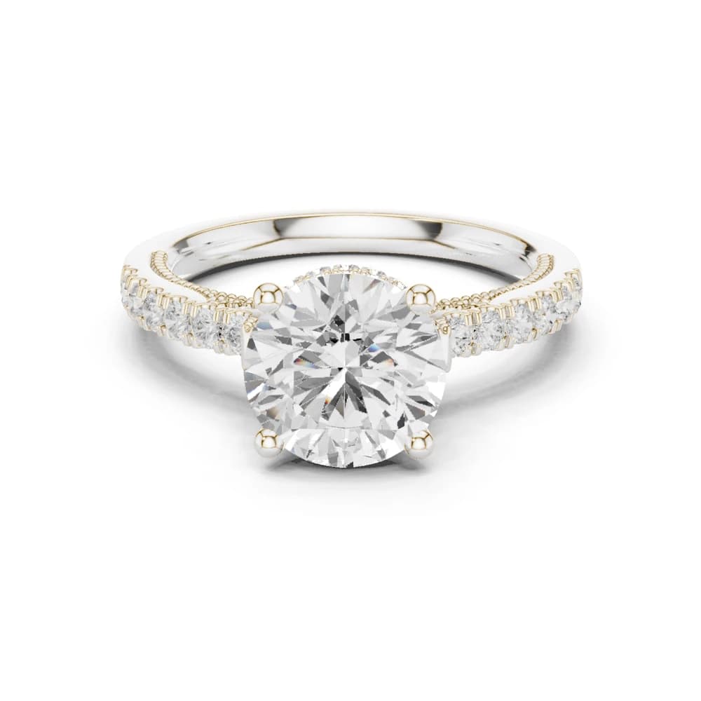 Cedar Bark Lab Grown Diamond Surprise Hidden Halo Ring - Image 2 Cedar Bark Lab Grown Diamond Surprise Hidden Halo Ring, view 2 of 9
