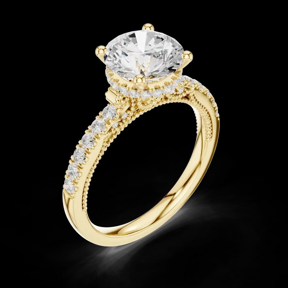Cedar Bark Lab Grown Diamond Surprise Hidden Halo Ring - Image 8 Cedar Bark Lab Grown Diamond Surprise Hidden Halo Ring, view 8 of 9