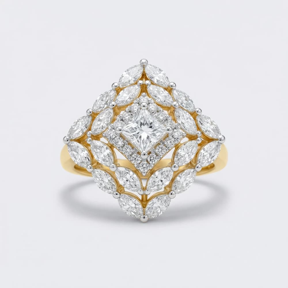 Geometric Layered Cluster Lab Grown Diamond Ring - Image 1 Geometric Layered Cluster Lab Grown Diamond Ring, view 1 of 3