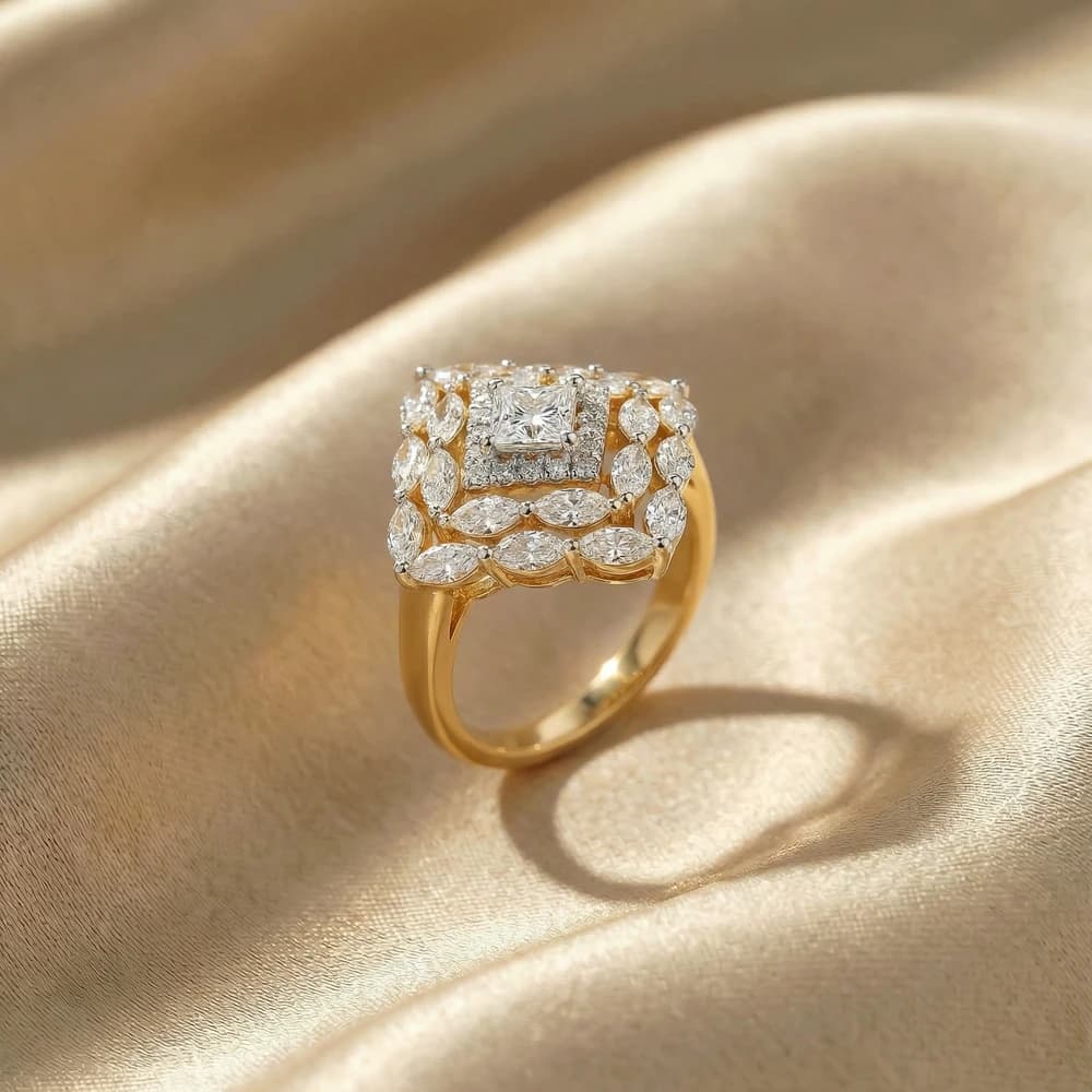 Geometric Layered Cluster Lab Grown Diamond Ring - Image 3 Geometric Layered Cluster Lab Grown Diamond Ring, view 3 of 3