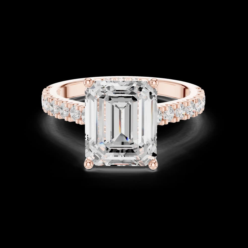 Emerald Cut Pave Lab Grown Diamond Ring - Image 1 Emerald Cut Pave Lab Grown Diamond Ring, view 1 of 6