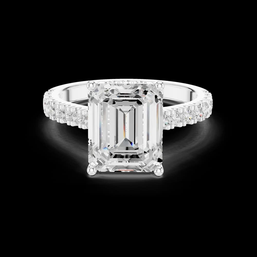 Emerald Cut Pave Lab Grown Diamond Ring - Image 2 Emerald Cut Pave Lab Grown Diamond Ring, view 2 of 6
