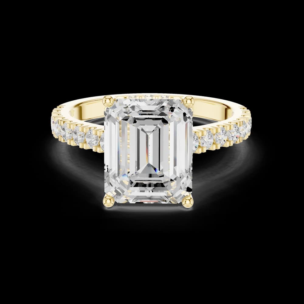 Emerald Cut Pave Lab Grown Diamond Ring - Image 3 Emerald Cut Pave Lab Grown Diamond Ring, view 3 of 6
