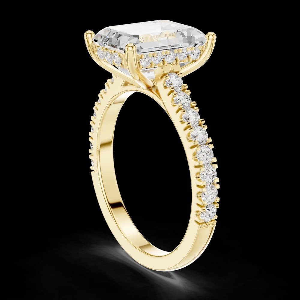 Emerald Cut Pave Lab Grown Diamond Ring - Image 4 Emerald Cut Pave Lab Grown Diamond Ring, view 4 of 6