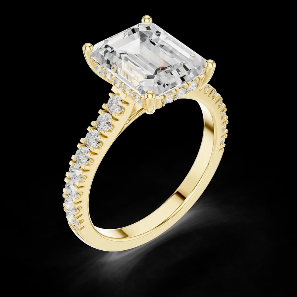 Emerald Cut Pave Lab Grown Diamond Ring - Image 5 Emerald Cut Pave Lab Grown Diamond Ring, view 5 of 6