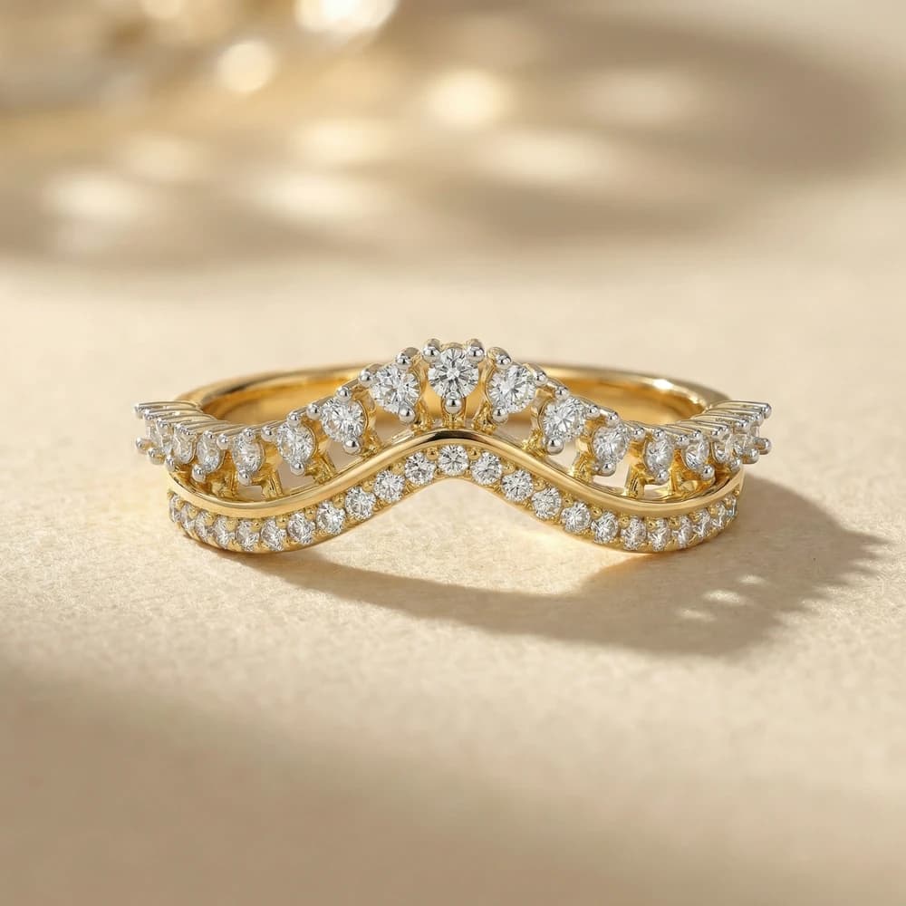 Double Row Curved Crown Lab Grown Diamond Ring - Image 4 Double Row Curved Crown Lab Grown Diamond Ring, view 4 of 6