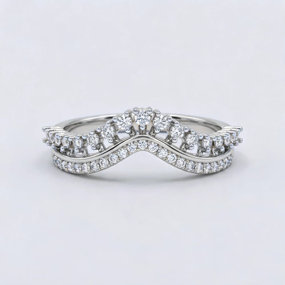Double Row Curved Crown Lab Grown Diamond Ring - Image 5 Double Row Curved Crown Lab Grown Diamond Ring, view 5 of 6