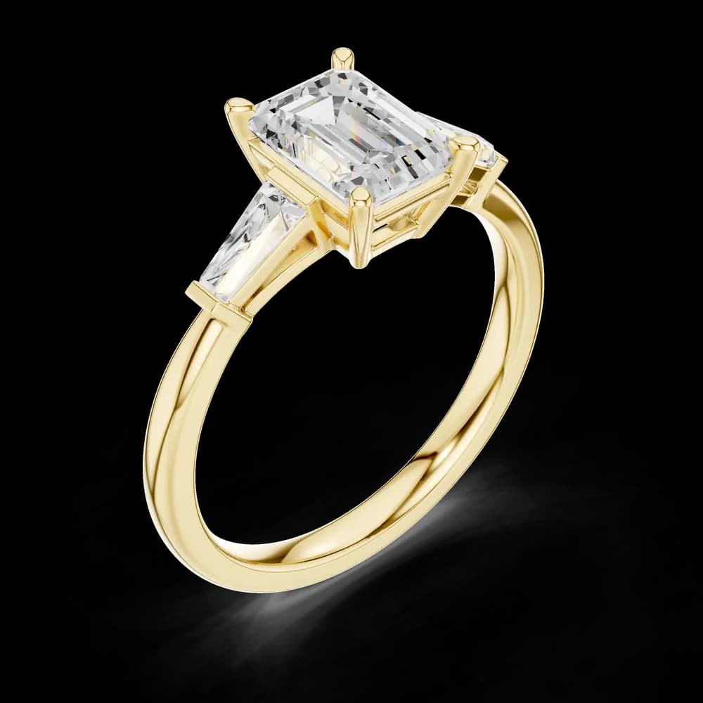 Tapered Baguette Emerald Lab Grown Diamond Ring - Image 5 Tapered Baguette Emerald Lab Grown Diamond Ring, view 5 of 6