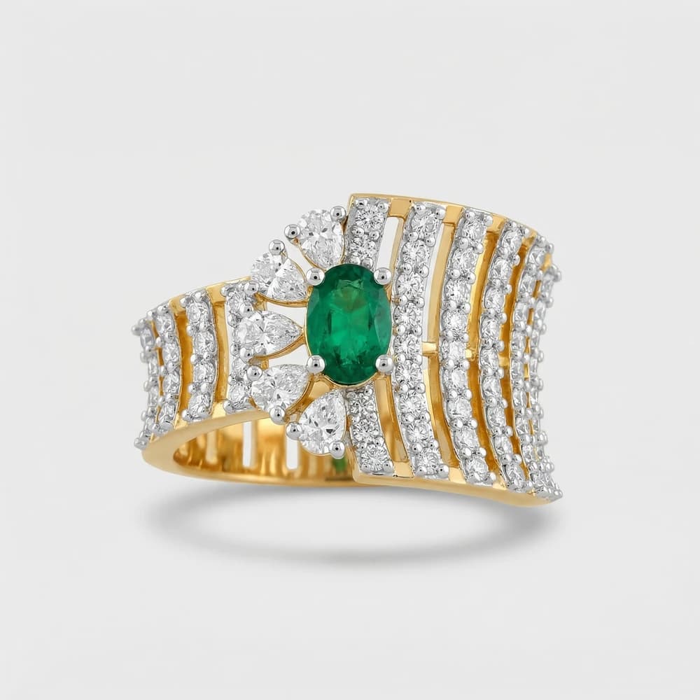 Wave Set Oval Accent Lab Grown Diamond Ring - Image 1 Wave Set Oval Accent Lab Grown Diamond Ring, view 1 of 1