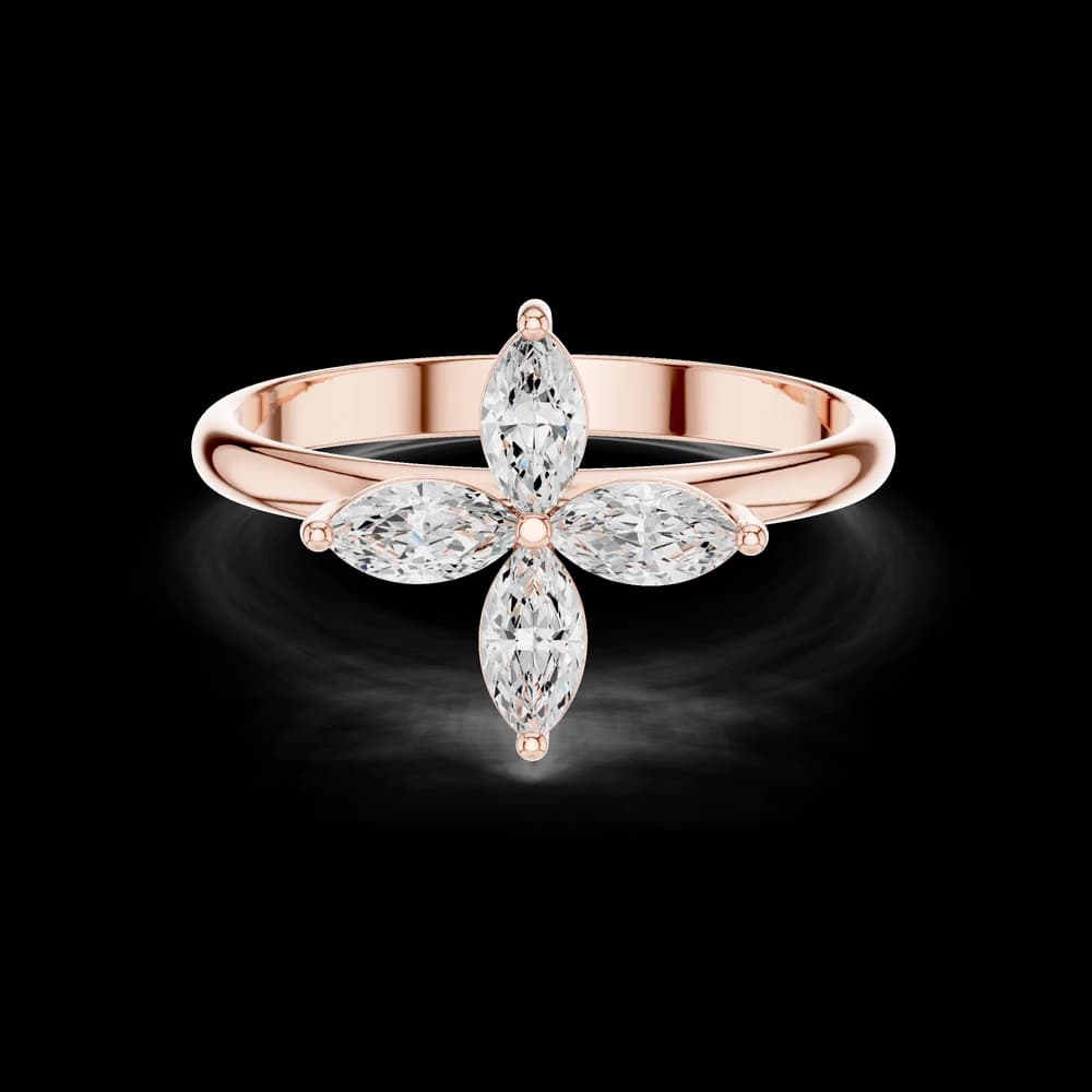 Marquise Four Stone Floral Motif Ring - Image 1 Marquise Four Stone Floral Motif Ring, view 1 of 6