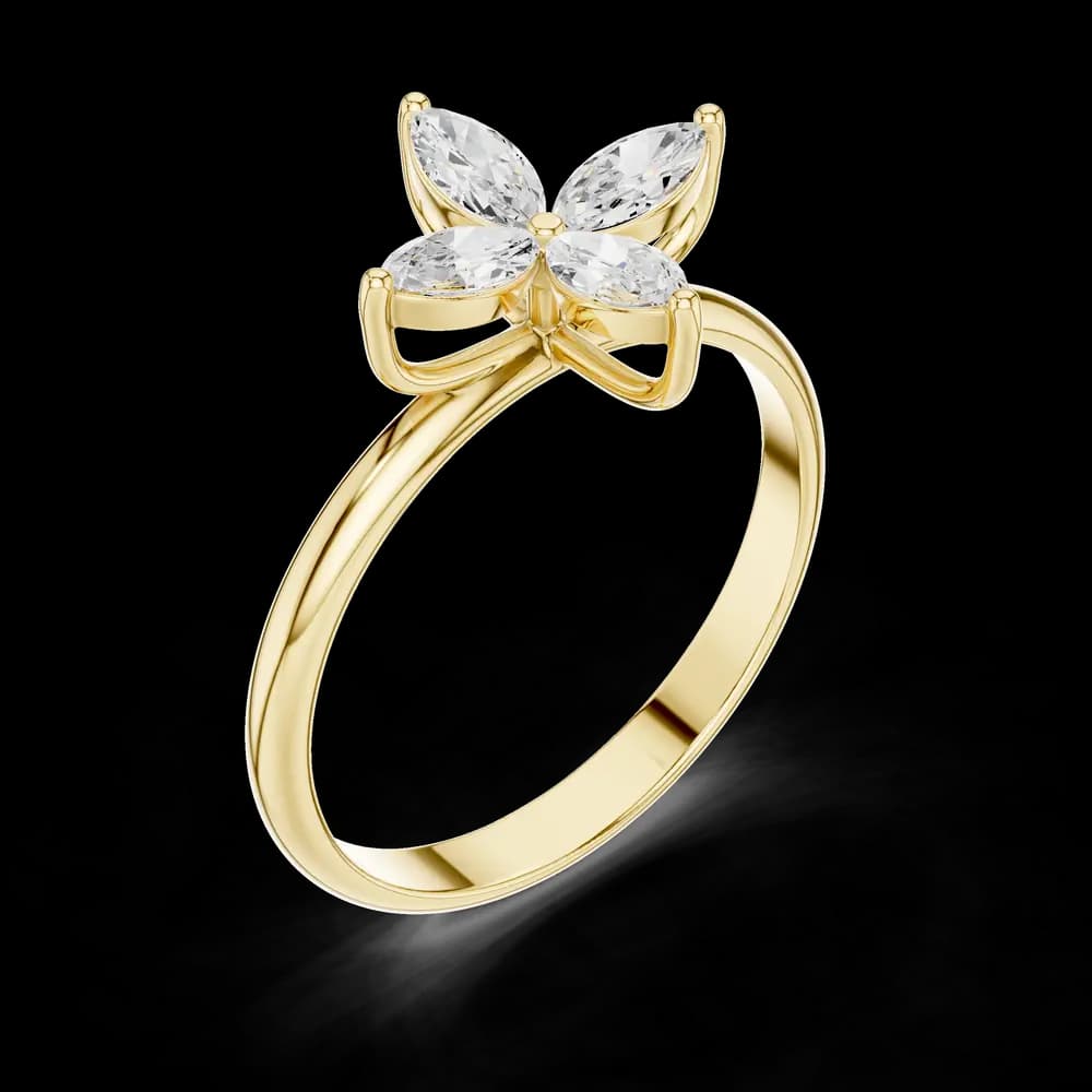 Marquise Four Stone Floral Motif Ring - Image 5 Marquise Four Stone Floral Motif Ring, view 5 of 6