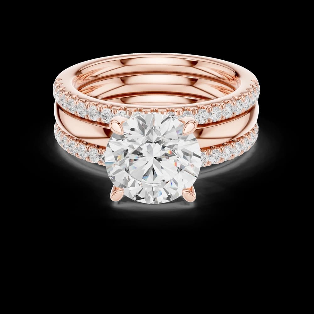 Round Center Stone Pavé Bridal Set Lab Grown Diamond Ring - Image 1 Round Center Stone Pavé Bridal Set Lab Grown Diamond Ring, view 1 of 6