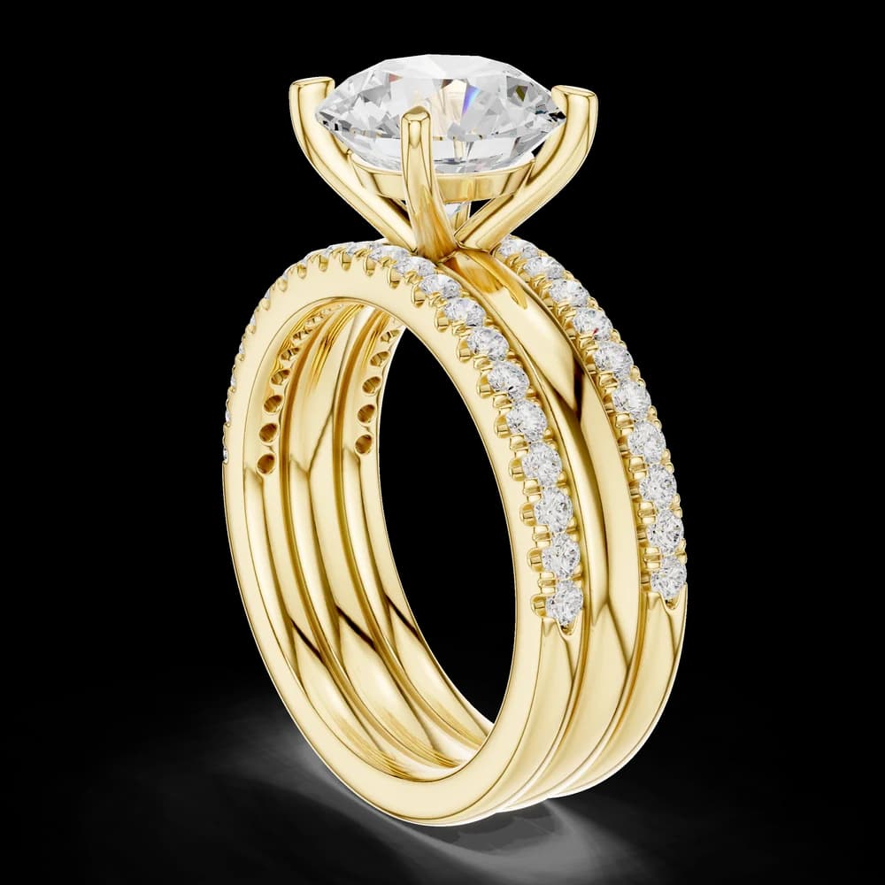 Round Center Stone Pavé Bridal Set Lab Grown Diamond Ring - Image 4 Round Center Stone Pavé Bridal Set Lab Grown Diamond Ring, view 4 of 6