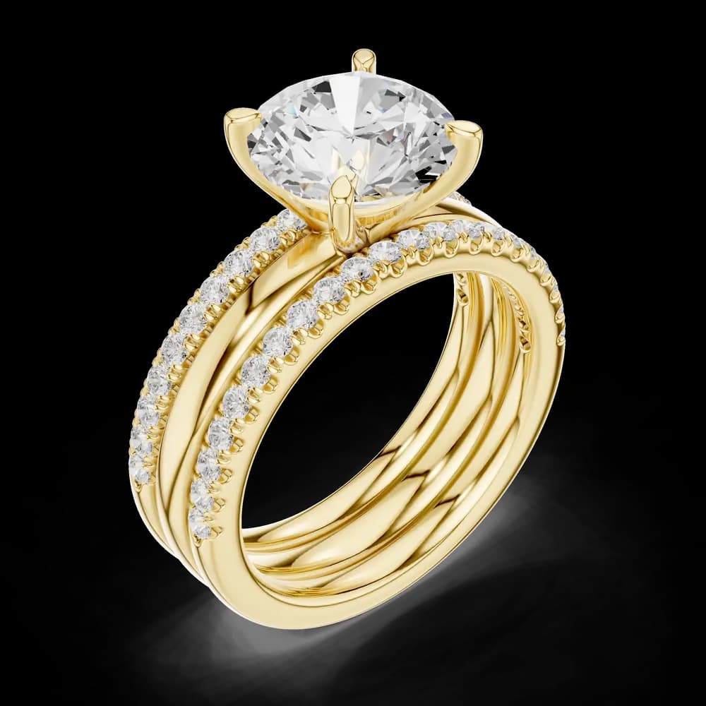 Round Center Stone Pavé Bridal Set Lab Grown Diamond Ring - Image 5 Round Center Stone Pavé Bridal Set Lab Grown Diamond Ring, view 5 of 6