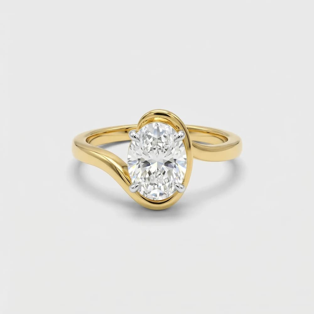 Bezel Oval Solitaire Lab Grown Diamond Ring - Image 1 Bezel Oval Solitaire Lab Grown Diamond Ring, view 1 of 4