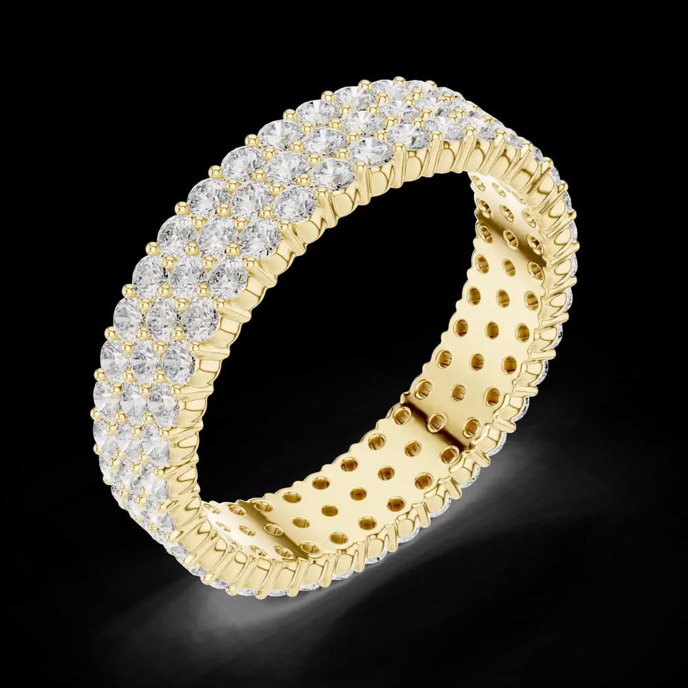 Contemporary Wide Triple-Row Diamond Eternity Ring - Image 5 Contemporary Wide Triple-Row Diamond Eternity Ring, view 5 of 6