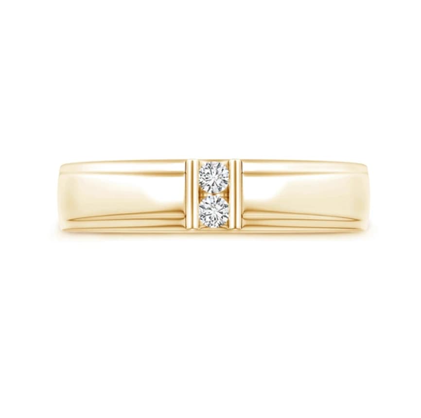Channel Grooved Lab Grown Diamond Two Stone Men's Ring - Image 4 Channel Grooved Lab Grown Diamond Two Stone Men's Ring, view 4 of 4