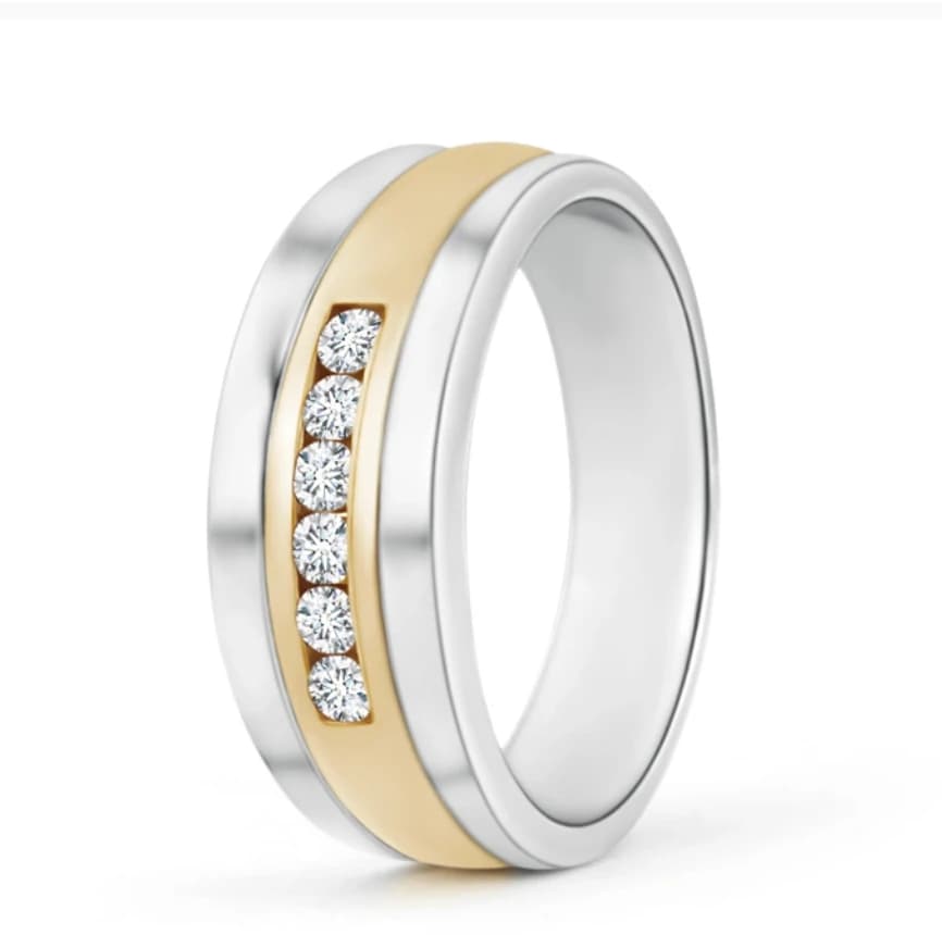 Channel Set Men's Lab Grown Diamond Ring in Dual Tone - Image 1 Channel Set Men's Lab Grown Diamond Ring in Dual Tone, view 1 of 4