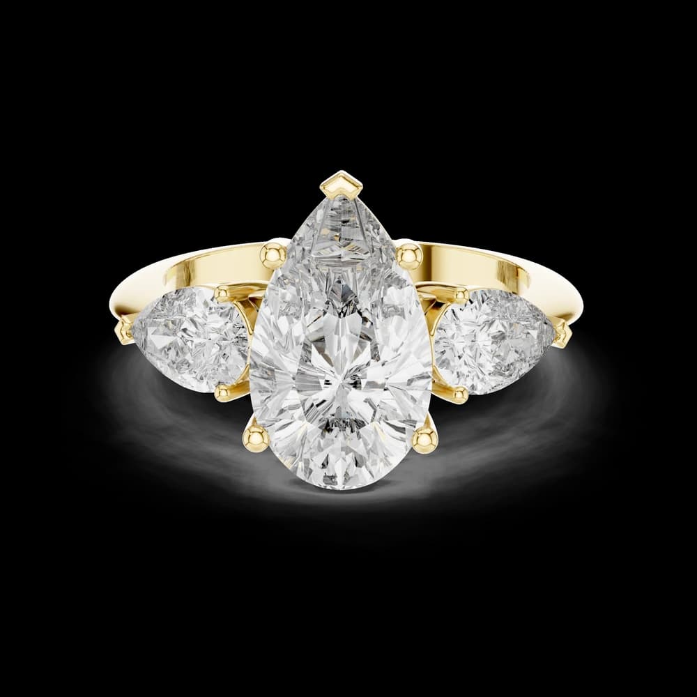 3-Stone Pear Cut Lab Grown Diamond Ring - Image 3 3-Stone Pear Cut Lab Grown Diamond Ring, view 3 of 6