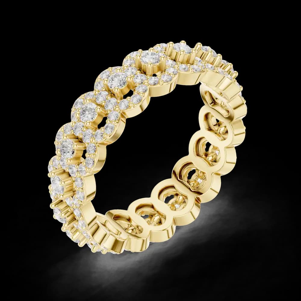 Round Diamond Circular Cluster Cluster Eternity Band - Image 5 Round Diamond Circular Cluster Cluster Eternity Band, view 5 of 6