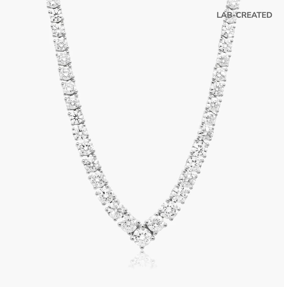 Chevron Multi-size Lab Grown Diamond Tennis Necklace - Image 1 Chevron Multi-size Lab Grown Diamond Tennis Necklace, view 1 of 4