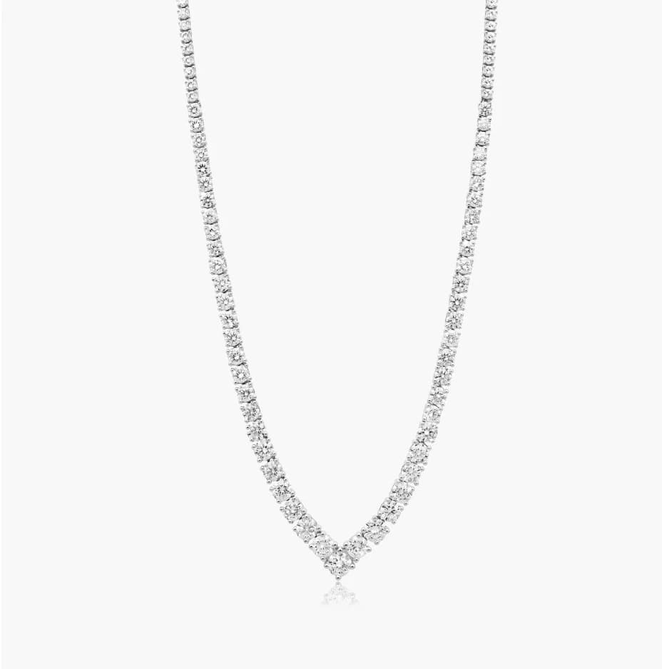 Chevron Multi-size Lab Grown Diamond Tennis Necklace - Image 3 Chevron Multi-size Lab Grown Diamond Tennis Necklace, view 3 of 4