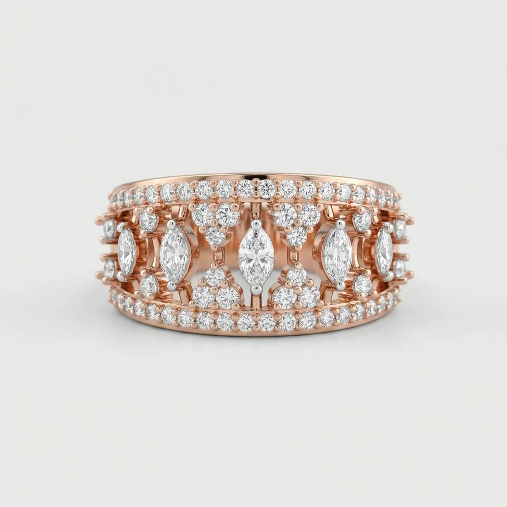 Openwork Marquise Motif Lab Grown Diamond Ring - Image 1 Openwork Marquise Motif Lab Grown Diamond Ring, view 1 of 2