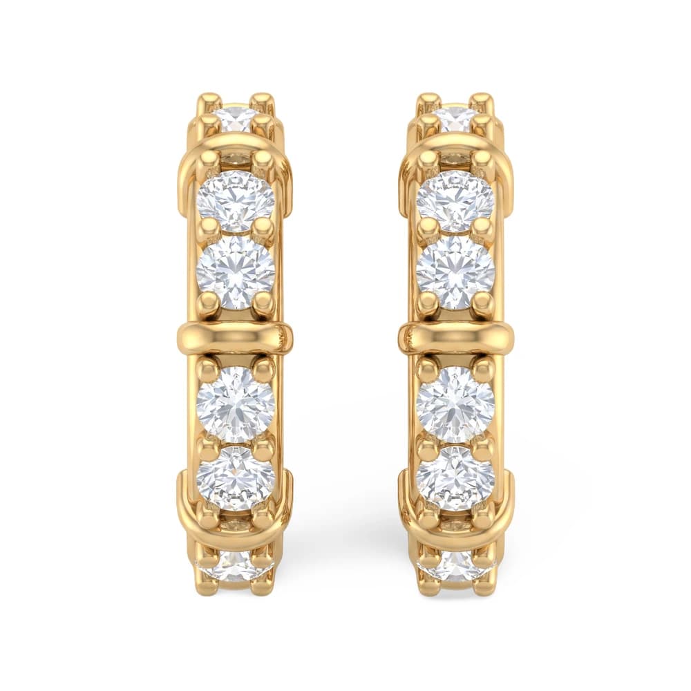 Classic Bar Set Hoop Diamond Earring - Image 1 Classic Bar Set Hoop Diamond Earring, view 1 of 5