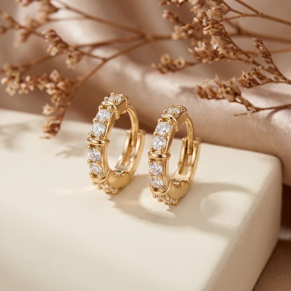 Classic Bar Set Hoop Diamond Earring - Image 4 Classic Bar Set Hoop Diamond Earring, view 4 of 5