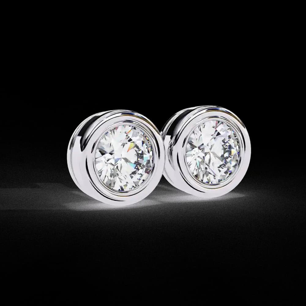 Classic Bezel-Set Lab Grown Diamond Stud Earrings - Image 11 Classic Bezel-Set Lab Grown Diamond Stud Earrings, view 11 of 15