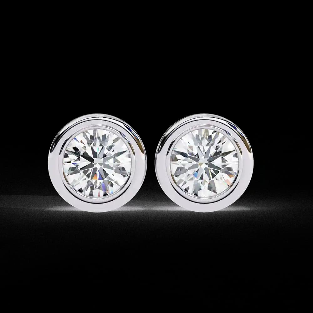 Classic Bezel-Set Lab Grown Diamond Stud Earrings - Image 14 Classic Bezel-Set Lab Grown Diamond Stud Earrings, view 14 of 15