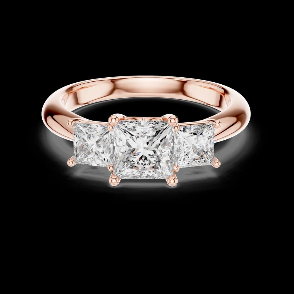 Princess Cut Three Stone Lab Grown Ring - Image 1 Princess Cut Three Stone Lab Grown Ring, view 1 of 5