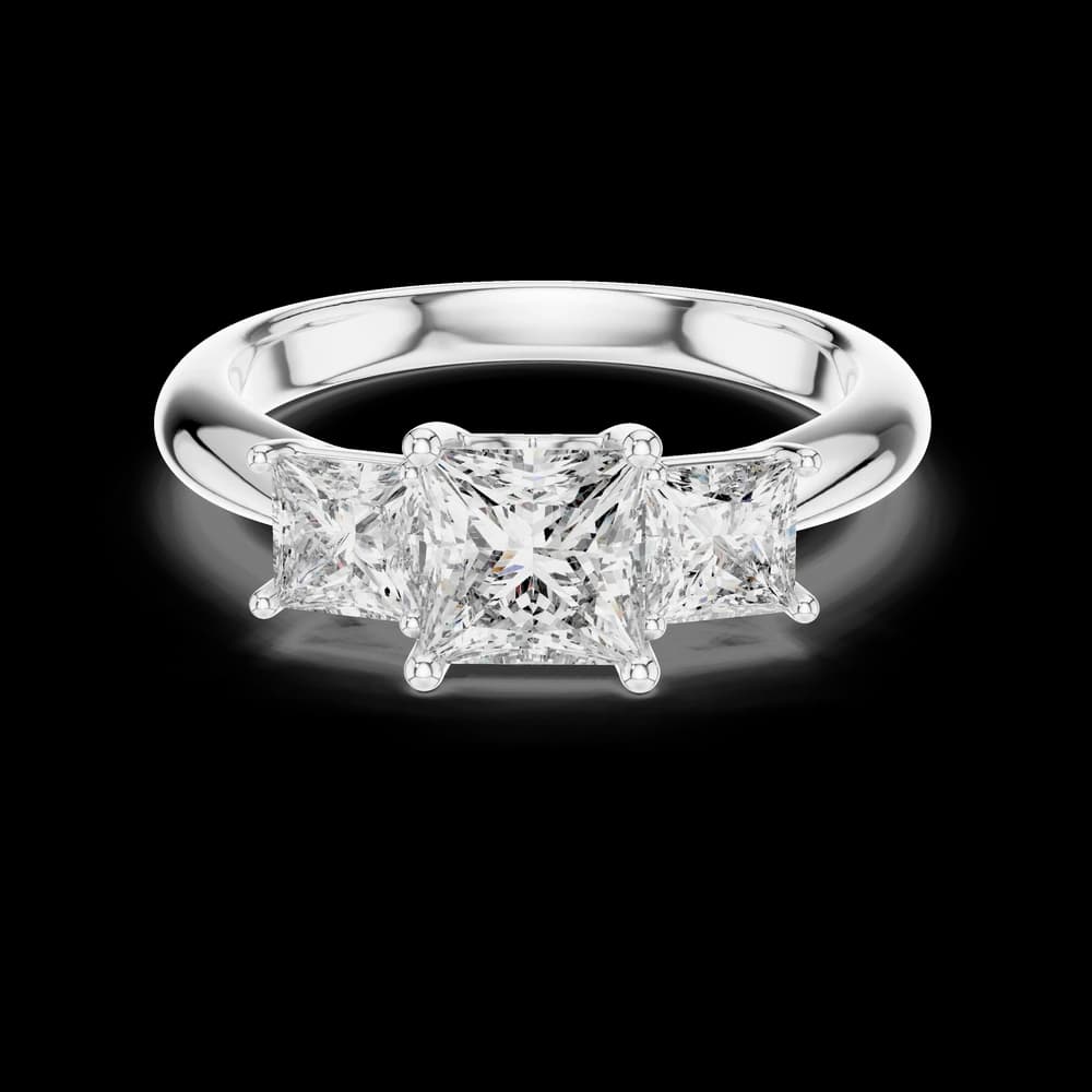 Princess Cut Three Stone Lab Grown Ring - Image 2 Princess Cut Three Stone Lab Grown Ring, view 2 of 5