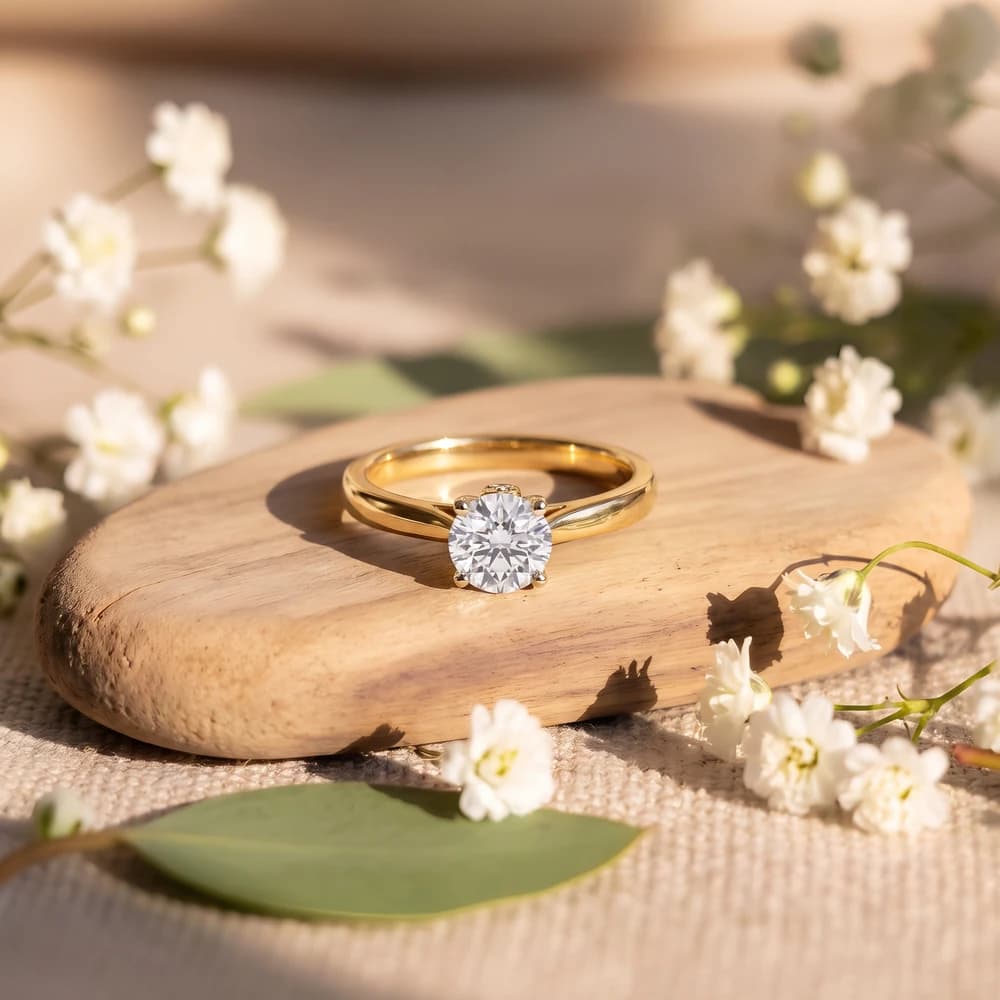 Classic Cathedral Round Lab Grown solitaire Diamond Ring - Image 3 Classic Cathedral Round Lab Grown solitaire Diamond Ring, view 3 of 5