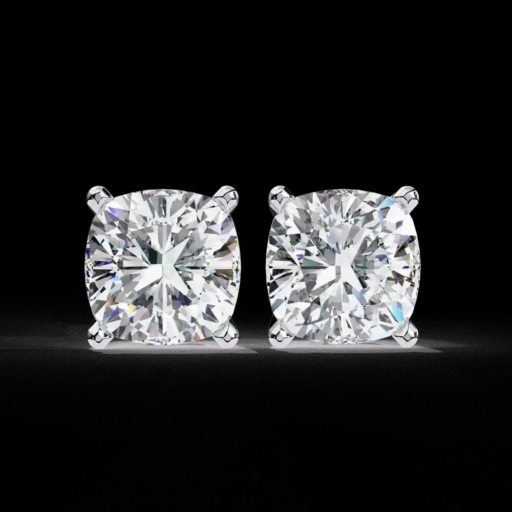 Classic Lab Grown Diamond Cushion Solitaire Stud Earrings - Image 1 Classic Lab Grown Diamond Cushion Solitaire Stud Earrings, view 1 of 16