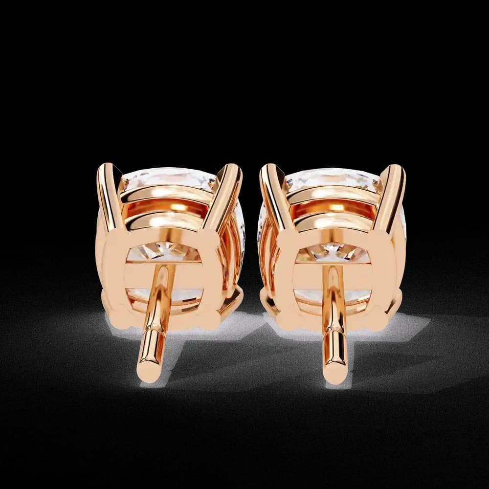 Classic Lab Grown Diamond Cushion Solitaire Stud Earrings - Image 12 Classic Lab Grown Diamond Cushion Solitaire Stud Earrings, view 12 of 16