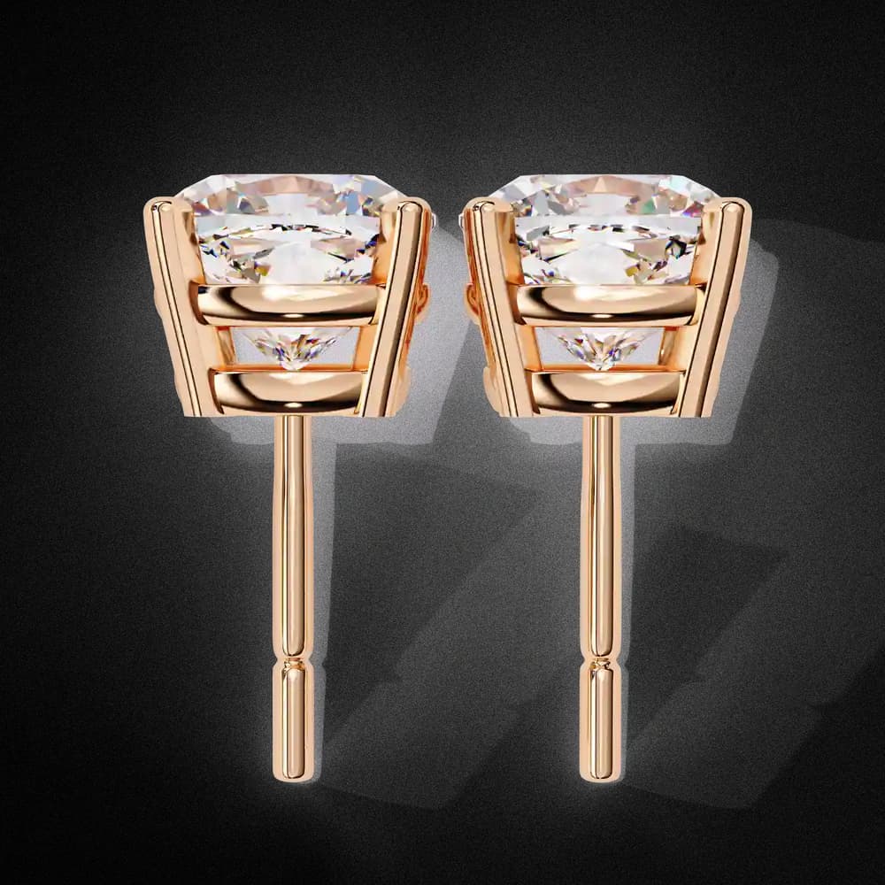 Classic Lab Grown Diamond Cushion Solitaire Stud Earrings - Image 7 Classic Lab Grown Diamond Cushion Solitaire Stud Earrings, view 7 of 16