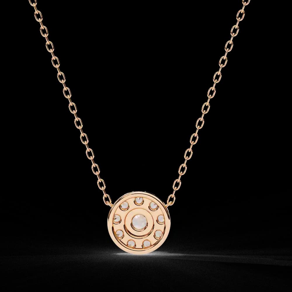 Classic Lab Grown Diamond Halo Circle Pendant - Image 2 Classic Lab Grown Diamond Halo Circle Pendant, view 2 of 4