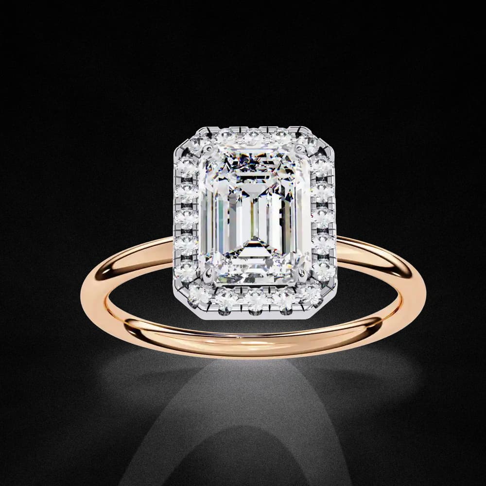 Classic Emerald Cut Lab Grown Diamond Halo Engagement Ring - Image 6 Classic Emerald Cut Lab Grown Diamond Halo Engagement Ring, view 6 of 12
