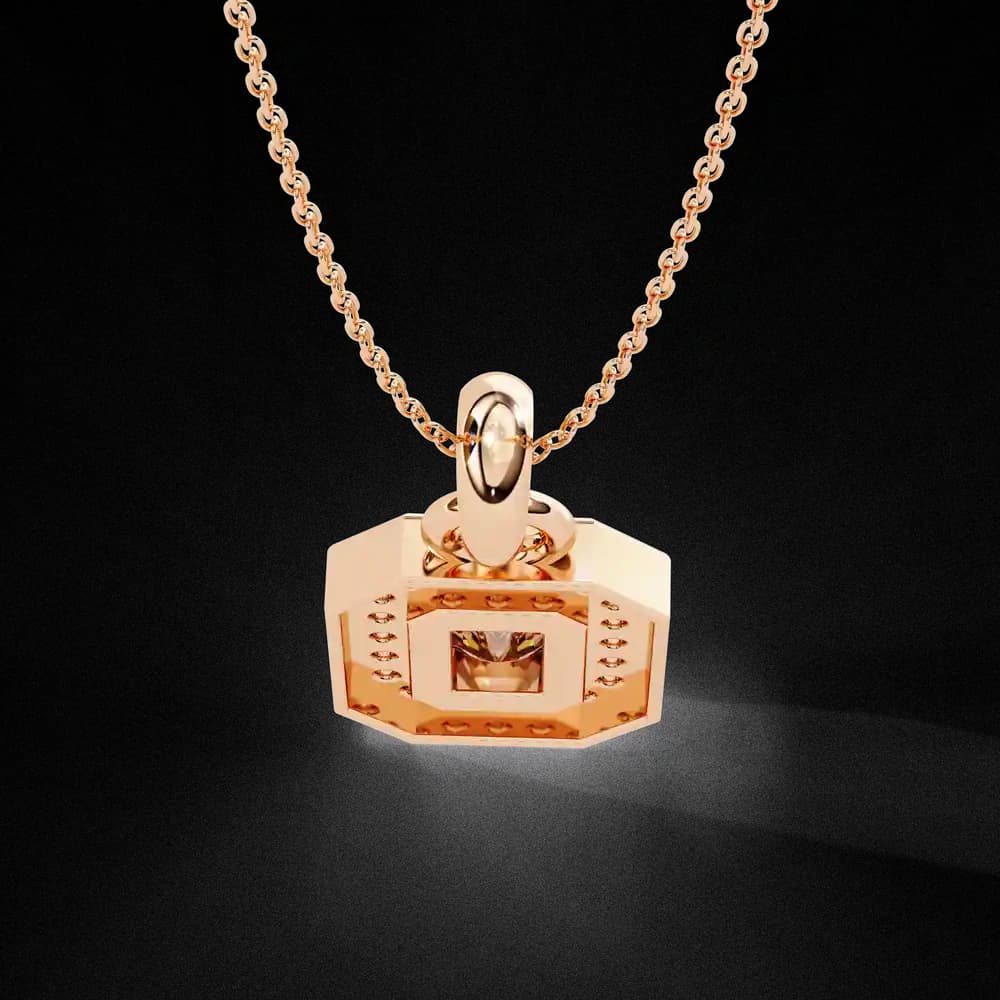 Classic Emerald Cut Lab Grown Diamond Halo Pendant - Image 2 Classic Emerald Cut Lab Grown Diamond Halo Pendant, view 2 of 22