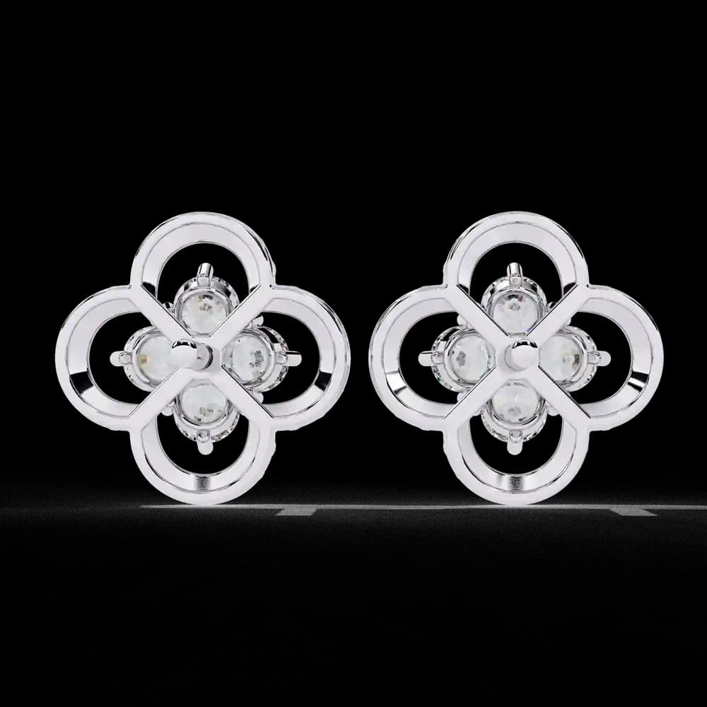 Classic Floral Lab Grown Diamond Earrings - Image 10 Classic Floral Lab Grown Diamond Earrings, view 10 of 15