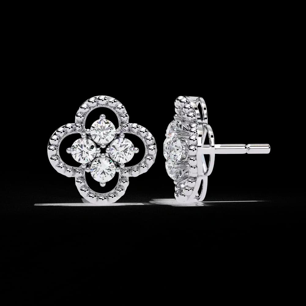 Classic Floral Lab Grown Diamond Earrings - Image 2 Classic Floral Lab Grown Diamond Earrings, view 2 of 15